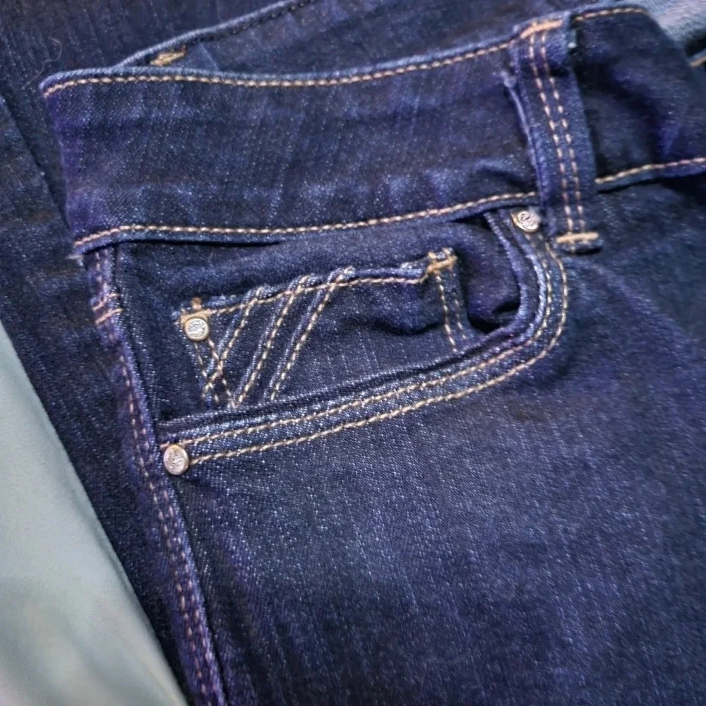 White House Black Market Skinny Flare Jeans, Double Button Close, Size 4S, EUC! - Picture 5 of 10